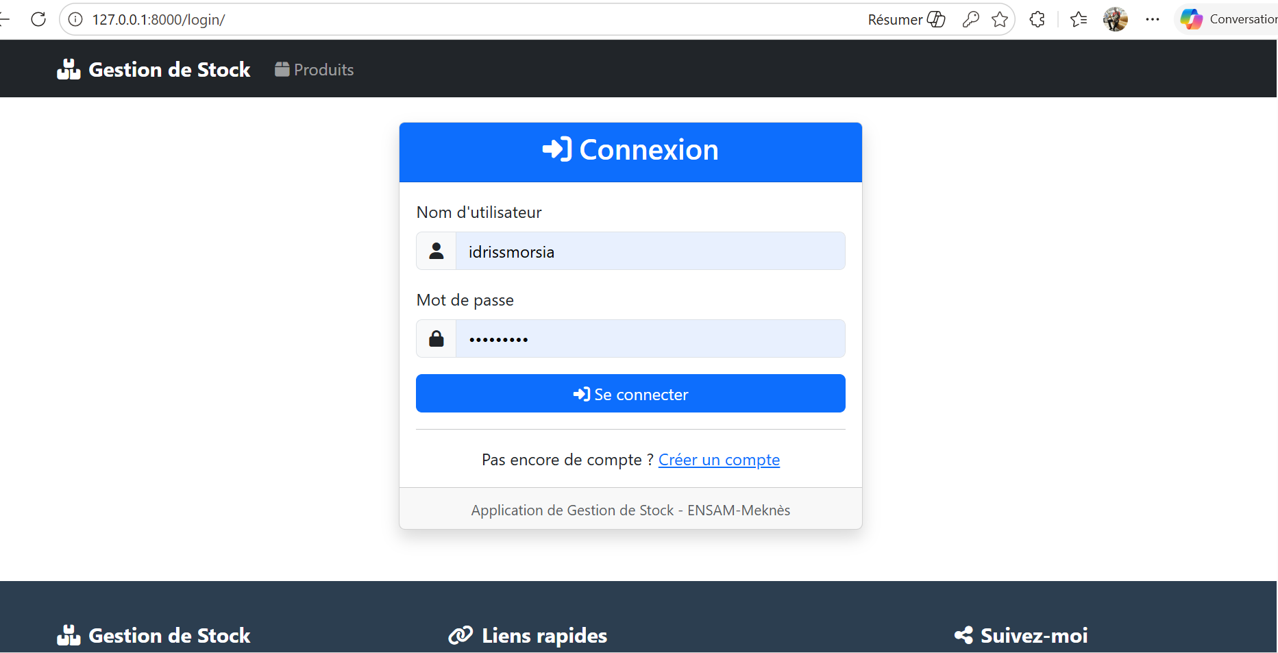 Interface de connexion